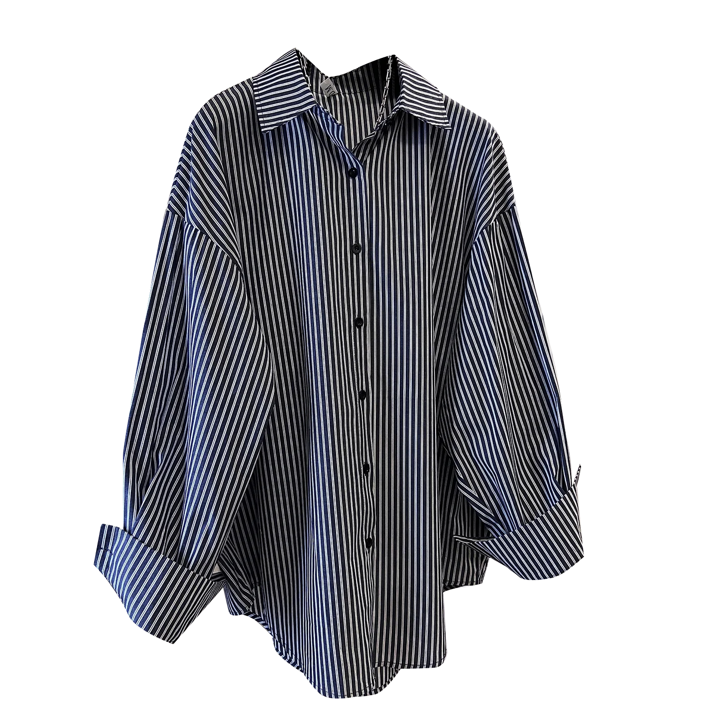 أنيقة الأزرق مخطط Ne irt المرأة فضفاضة عارضة طويلة Sve أوائل الخريف ملابس خارجية حماية من الشمس أعلى الكورية Sle #5