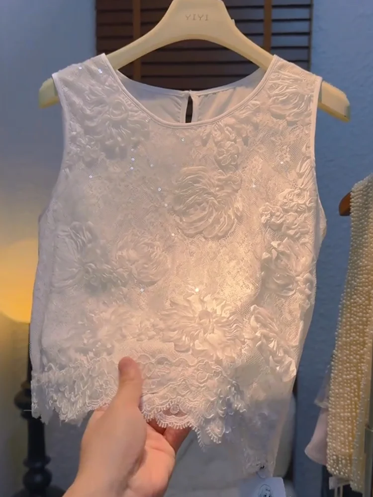 

Топ с вышивкой и пэчворком, облегающий, с эффектом стройности, модный, летний, новинка, больших размеров, прямого кроя, для повседневной носки