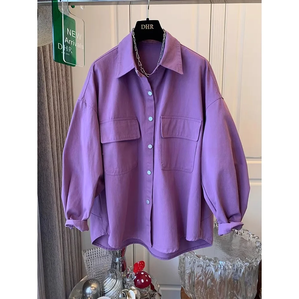 

plus Size Men's Casual Long Sve irt Autumn Winter plus Size 300 Pou Purple Loose Fit Comfortable Casual Top Trendy