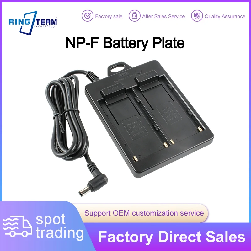 Dual-Slot NP-F Battery Plate to DC Output Adapter 12V-16.8V 8A for NP-F570 F770 F970 Camera Battery Power Supply