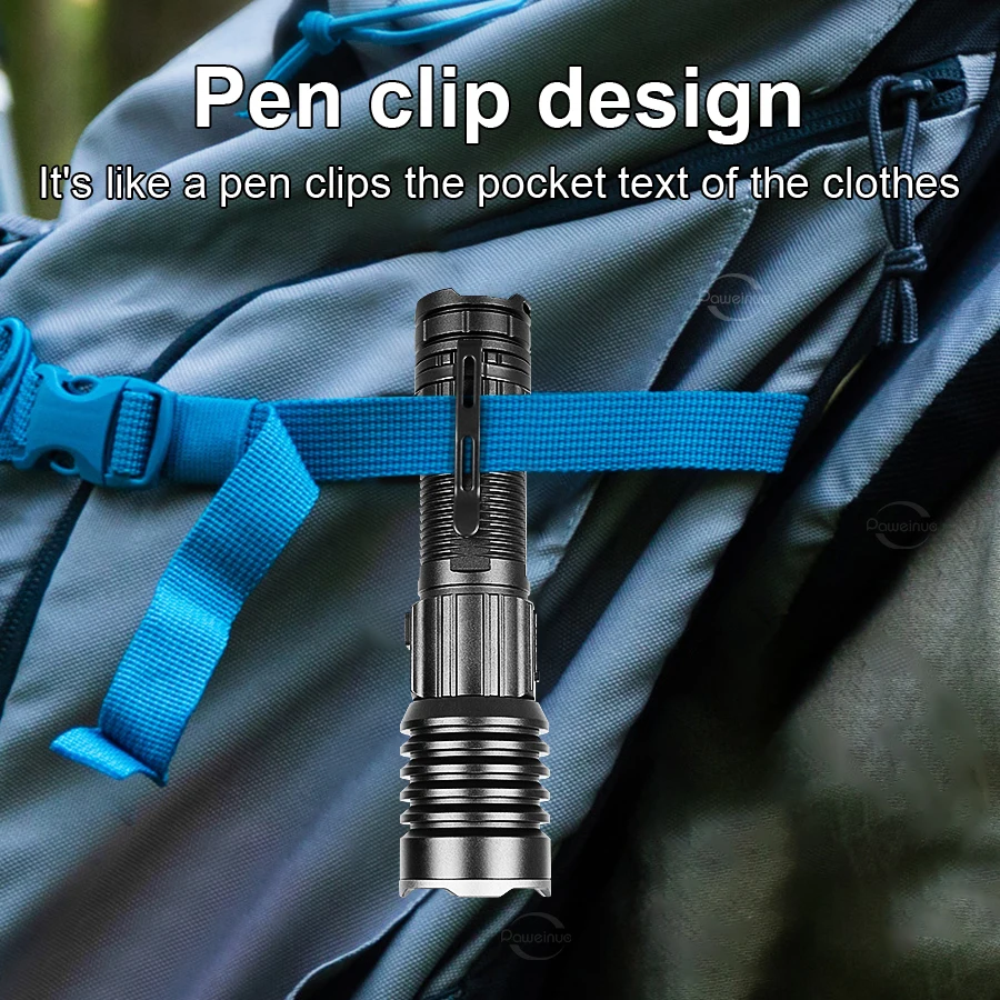 XHP160 عالية الطاقة مصباح ليد جيب السوبر مشرق الشعلة USB قابلة للشحن التكبير مشاعل مصابيح التخييم في الهواء الطلق الفوانيس التكتيكية