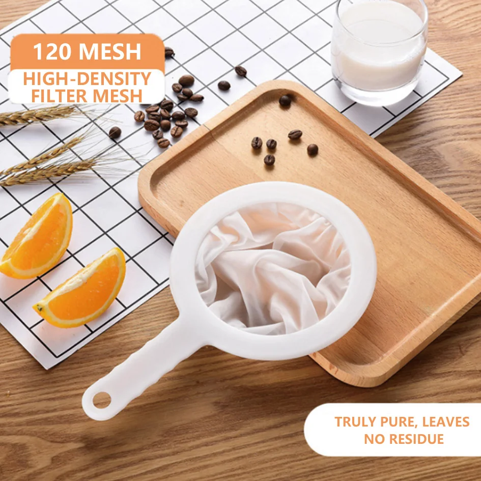 Colador de malla fina, 120 malla, con asa, para colar leche de soja y jugos de frutas, uso en cocina.