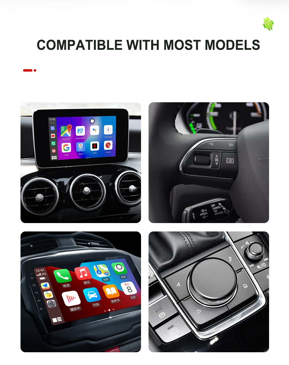 Carplay AI Box Android Interface Snapdragon 4G SIM AI Youtube Netflix For Benz Audi Nissan Hyundai Skoda Porsche