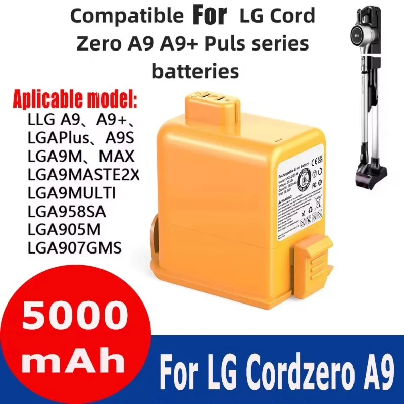 25.5V 2300mAh-5000mAh Rechargeable Li-Ion Battery for LG Cord Zero A9 A9+ A9S APlus A905M A907GMS Cordless Vacuum Cleaner