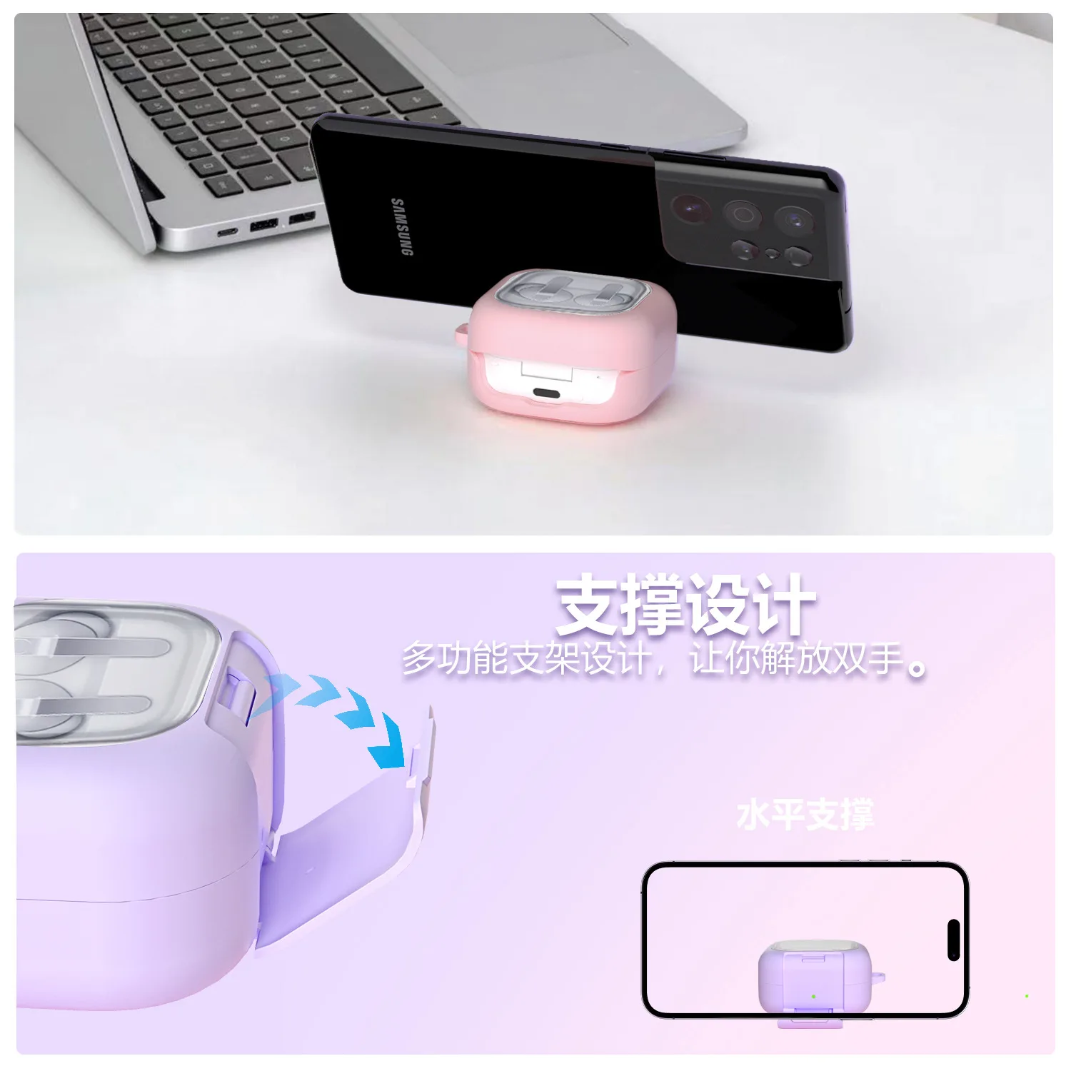 Suitable for Samsung Buds4 protective cover, transparent bracket lock, anti drop cover, for Samsung Buds4/4Pro headphone case