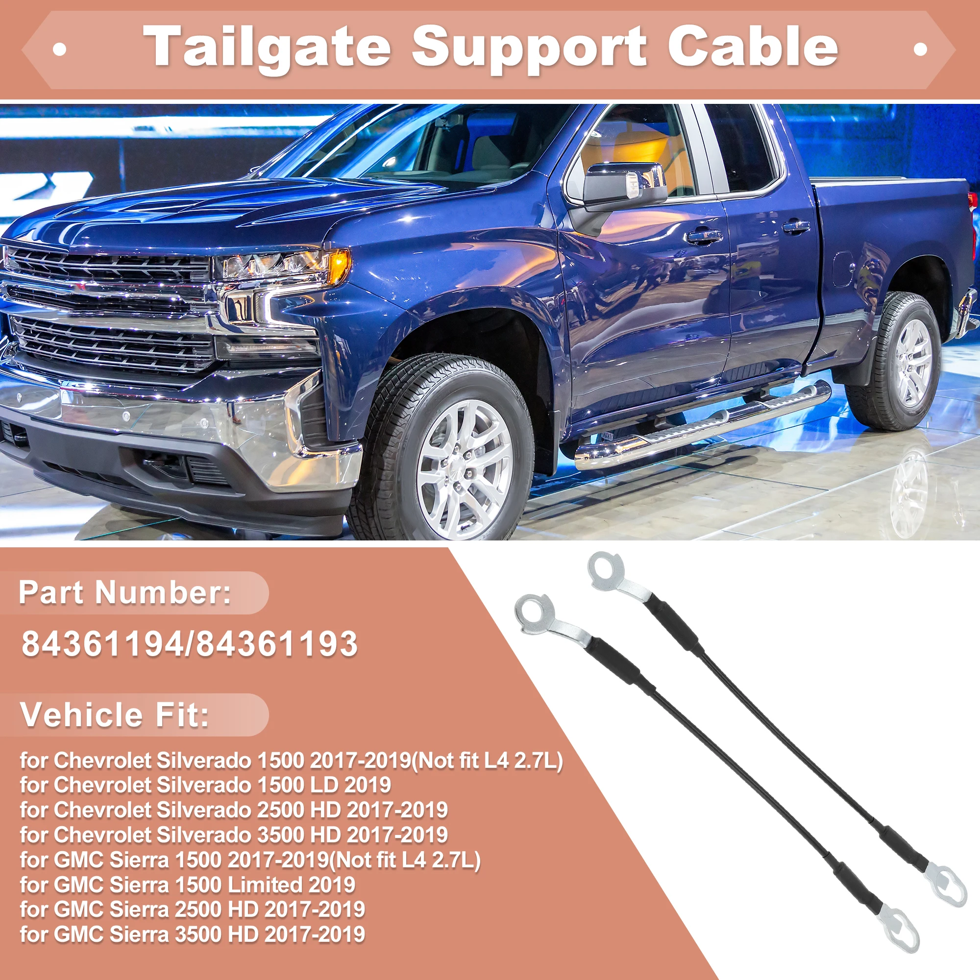 

Кабель-тросик UXCELL для левой и правой двери багажника для Chevrolet Silverado 1500 и GMC Sierra 1500