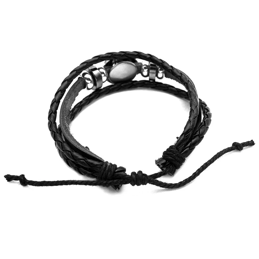 12 Constellation Zodiac Sign Charm Luminous Bracelets Men Women Vintage Multilayer Wrap Leather Bracelet & Bangle Birthday Gift