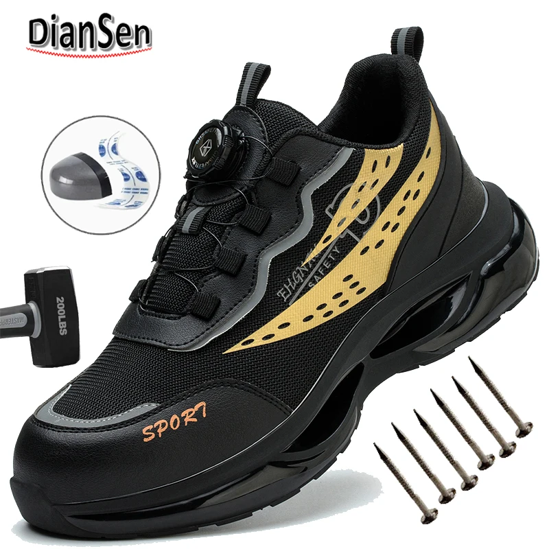 

Рабочие ботинки. Неразрушимая защитная обувь. Мужская легкая дышащая строительная рабочая обувь. Прочная, износостойкая.