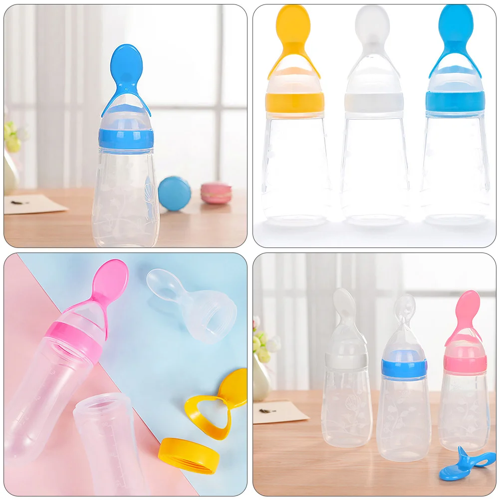 

3pcs Silicone Feeders For Rice Cereal Squeeze Food Feeding Containers Infant Feeding Bottles Squeeze Feeders