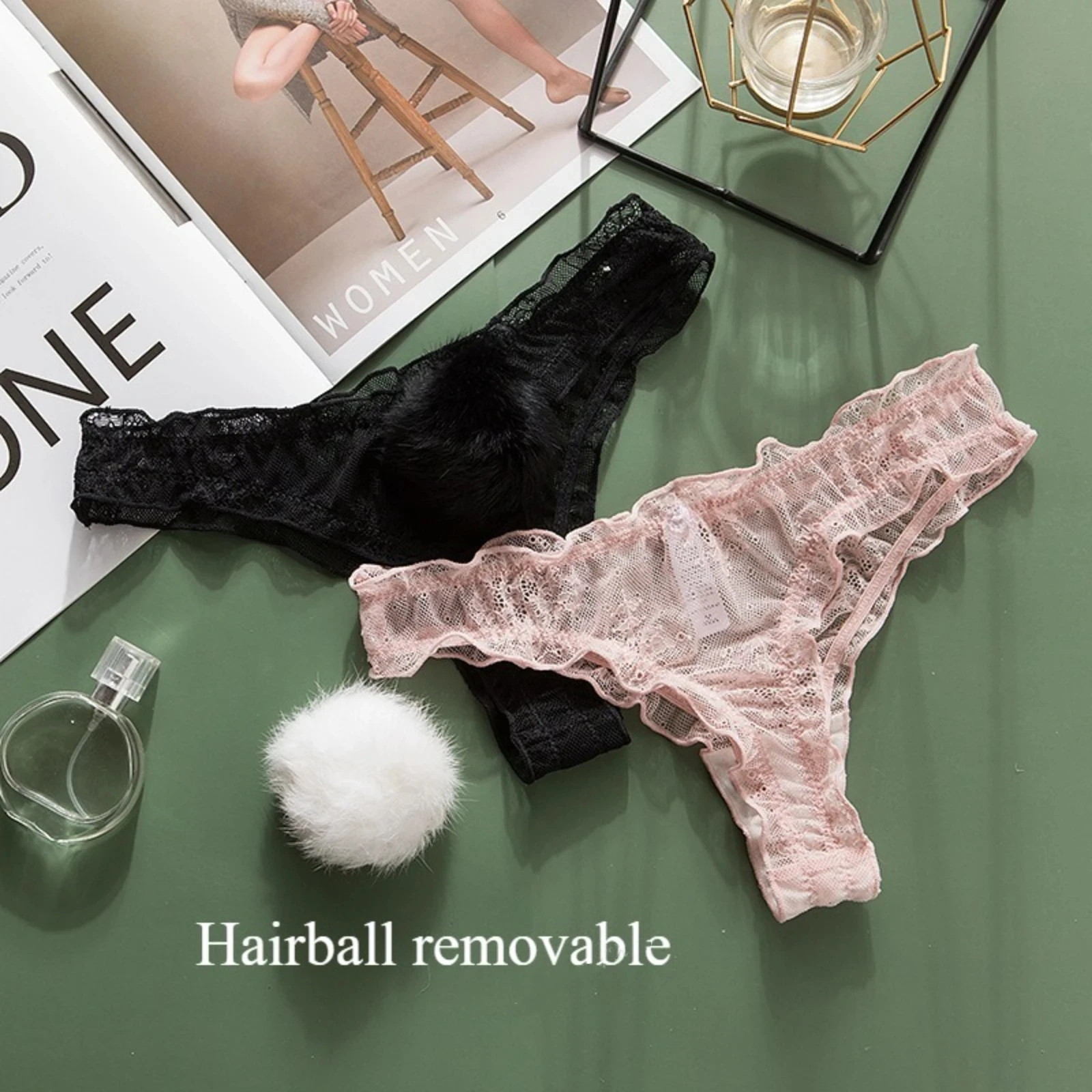 

Women Lace Mesh Cotton Thongs Panties Sexy Rabbit Tail Waist Female Underpants Pantys Lingerie Vintage Lingerie for Women