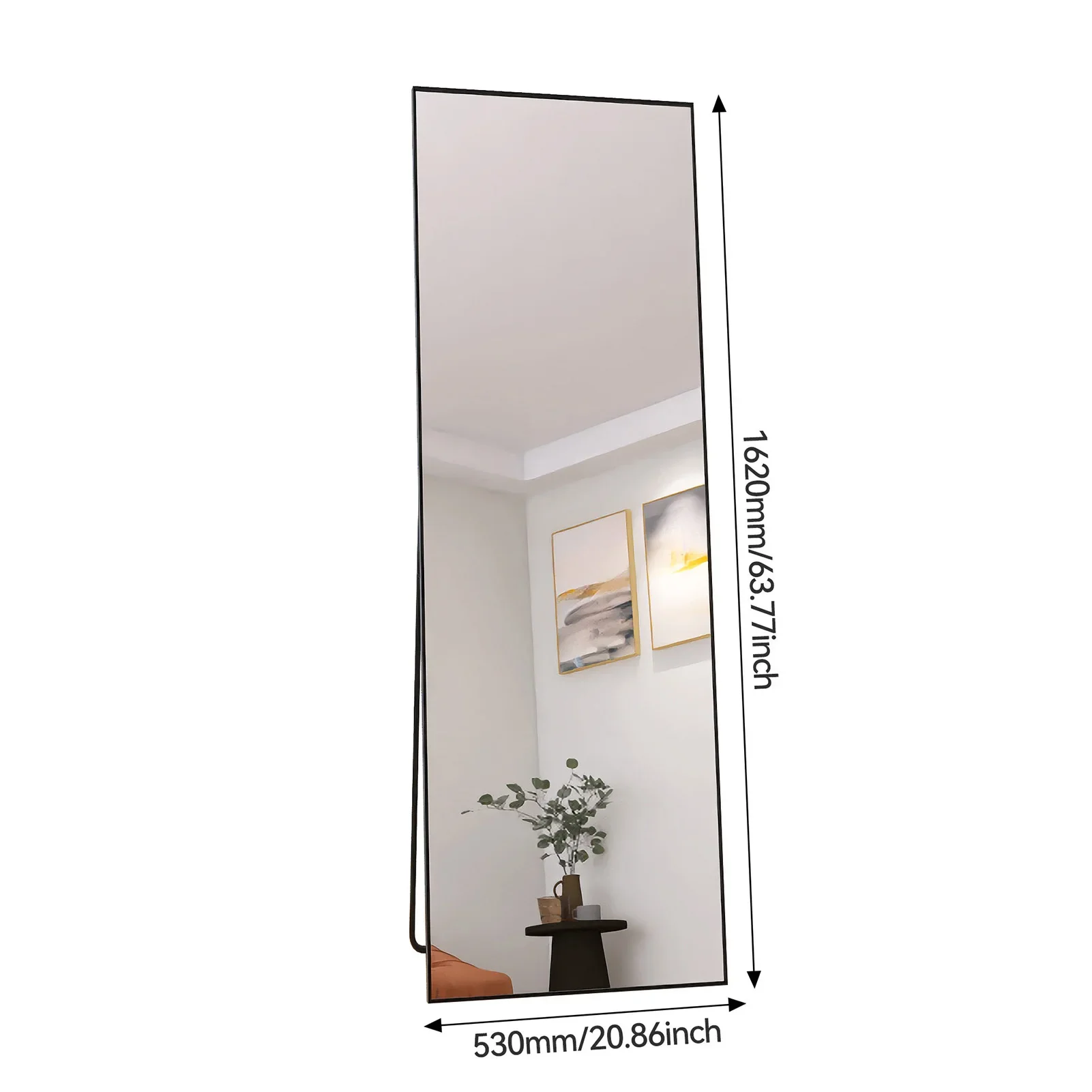 Fangange Staande Spiegel, Spiegel op Volle Lengte met Aluminium Frame, Grote Wandspiegel Staand/Hangend voor Woonkamer Slaapkamer
