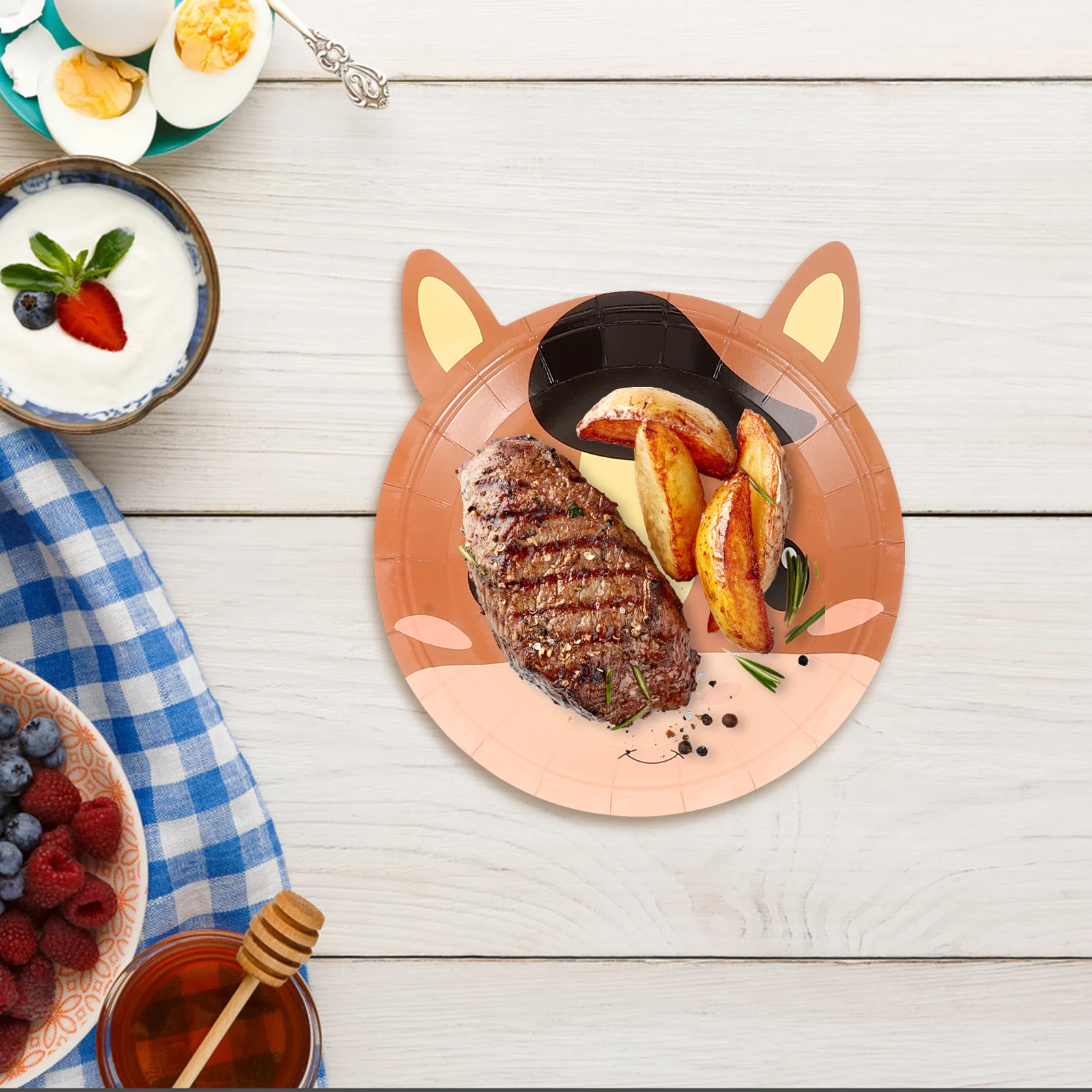 

50 Pcs Animal Themed Paper Tray Plates Disposable Party Birthday Decorations Venue Setting Props