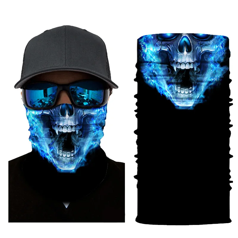 Outdoor Multifunction Headwear Men Neck Warmer Face Shield Bandana Mask Bicycle Fishing Cycling Motorcycle Skull Hallowmas Scarf