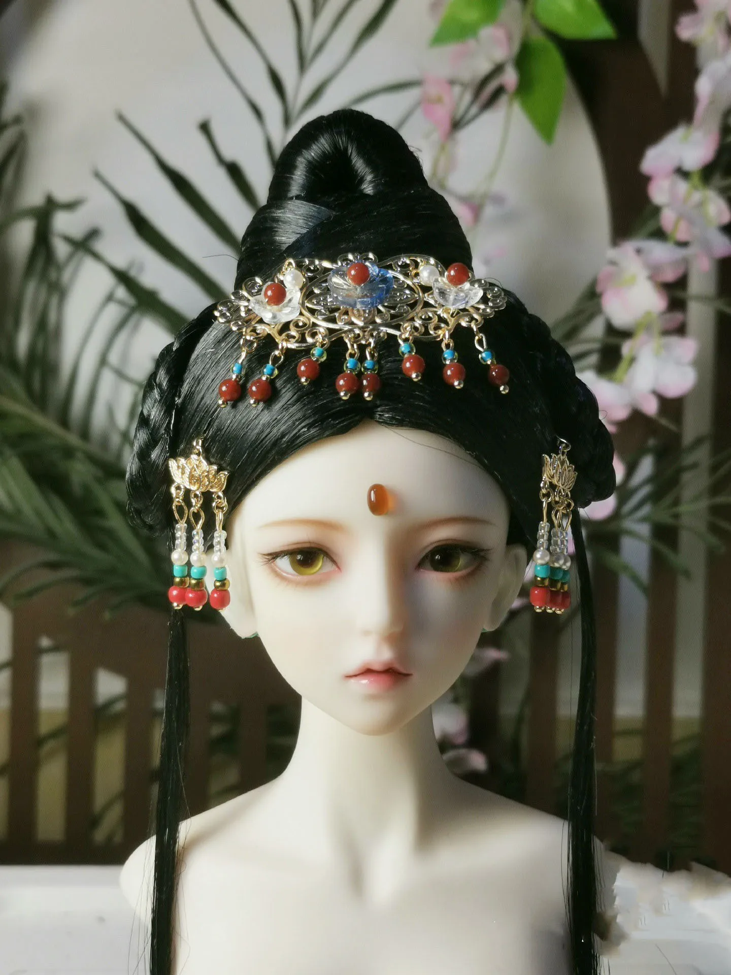 

Tiara For Toys Doll Accessories “Red Agate Lotus Crown” 1/3 1/4 BJD Headdress Free Shipping