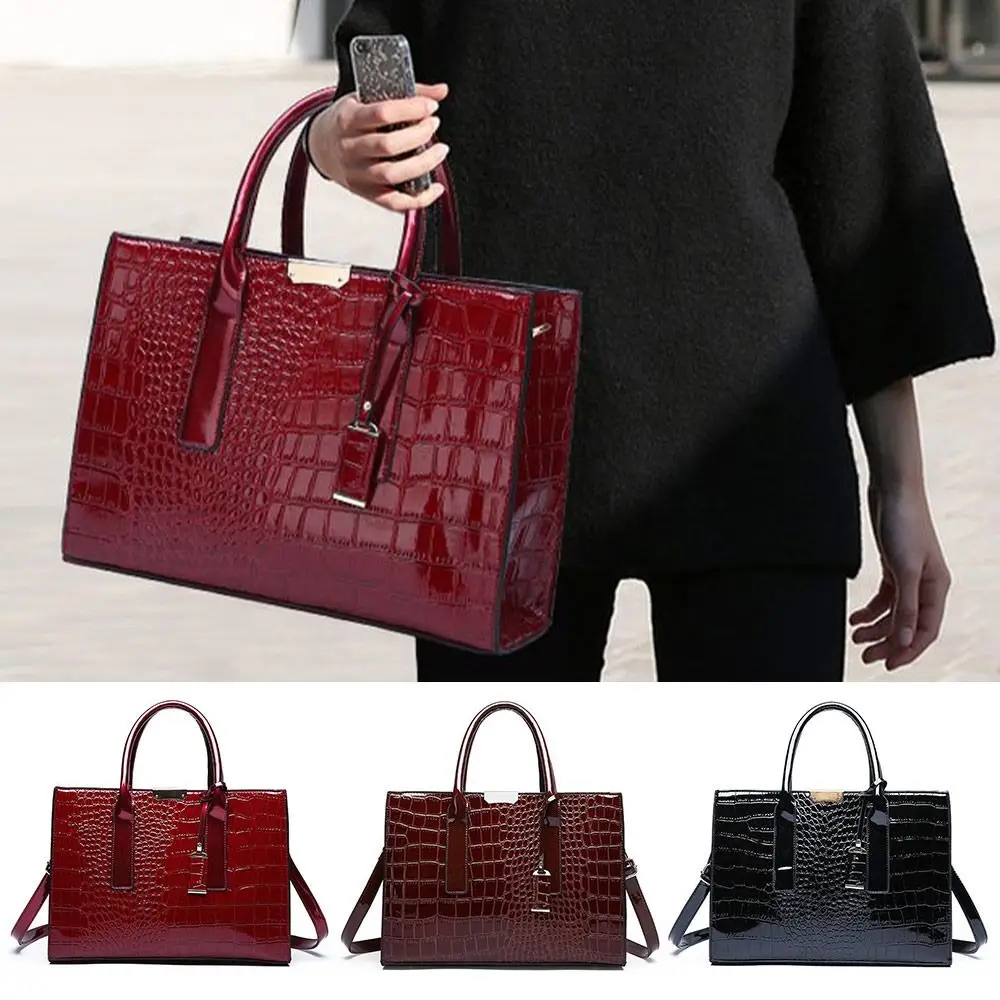 

Women Crocodile Print Tote Bags Large Capacity Luxury Designer Top Handle Bag Adjustable Strap Handbags Purse Gift