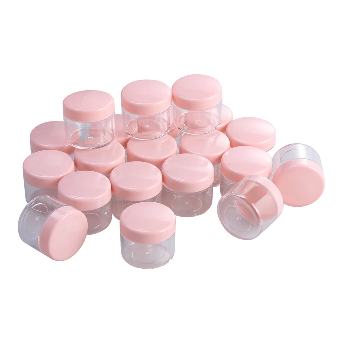 

20Pcs 20g Mini Portable Round Pot Bottles Travel Sample Empty Container for Facial Cream Shampoo Lotion (Pink)