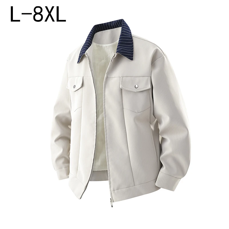 2025 leather coat New Men's Spring Autumn Casual Jackets Workwear Lapel Coats Versatile Loose Windbreakers Multi Pocket Men's