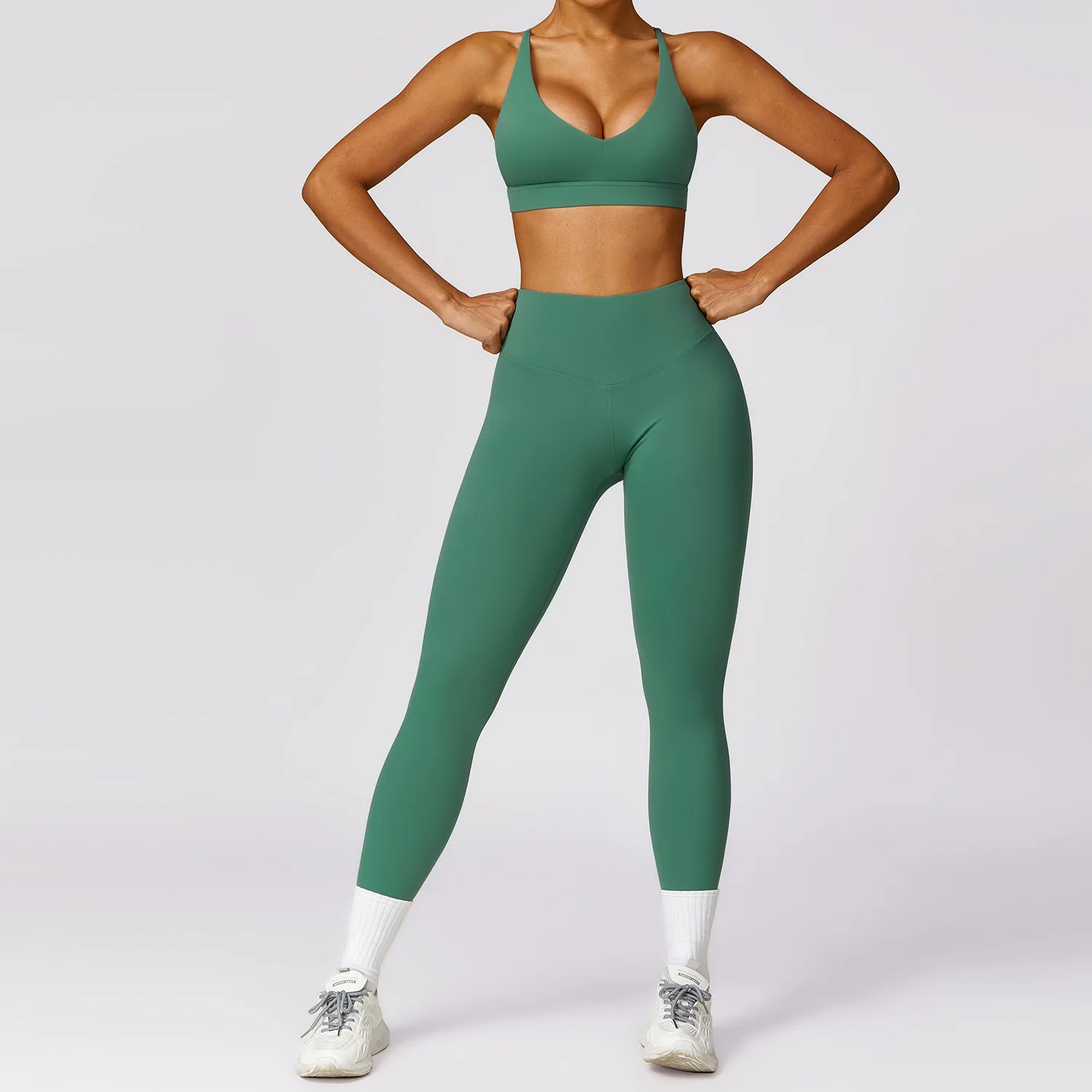 New Yoga Set  Workout Sportswear Gym Clothing Fitness Long Sleeve Crop Top  Leggings Sports Suits 2 Pieces Women Tracksuits