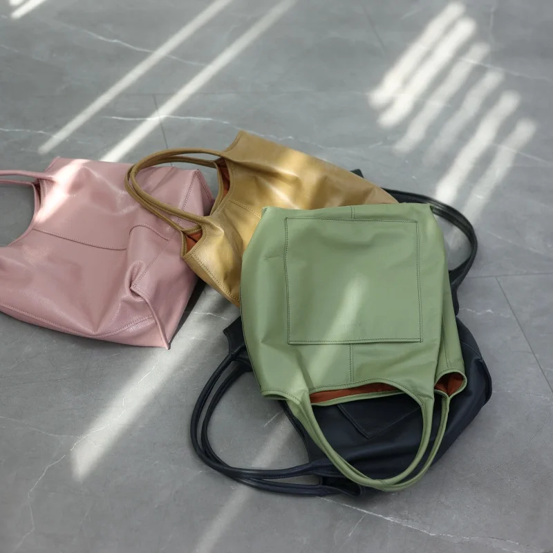 Women Genuine Leather Tote Luxury Light Weight And Comfortable To Use Handbag Colorful Soft Shopping Bags