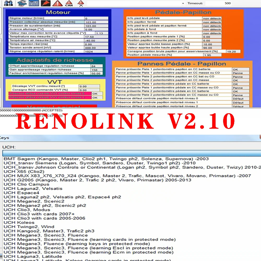 Interfejs diagnostyczny OBD2 firmy Renolink V2.10 dla pojazdów Renault Programator ECU Odczyty kodów Airb-ag