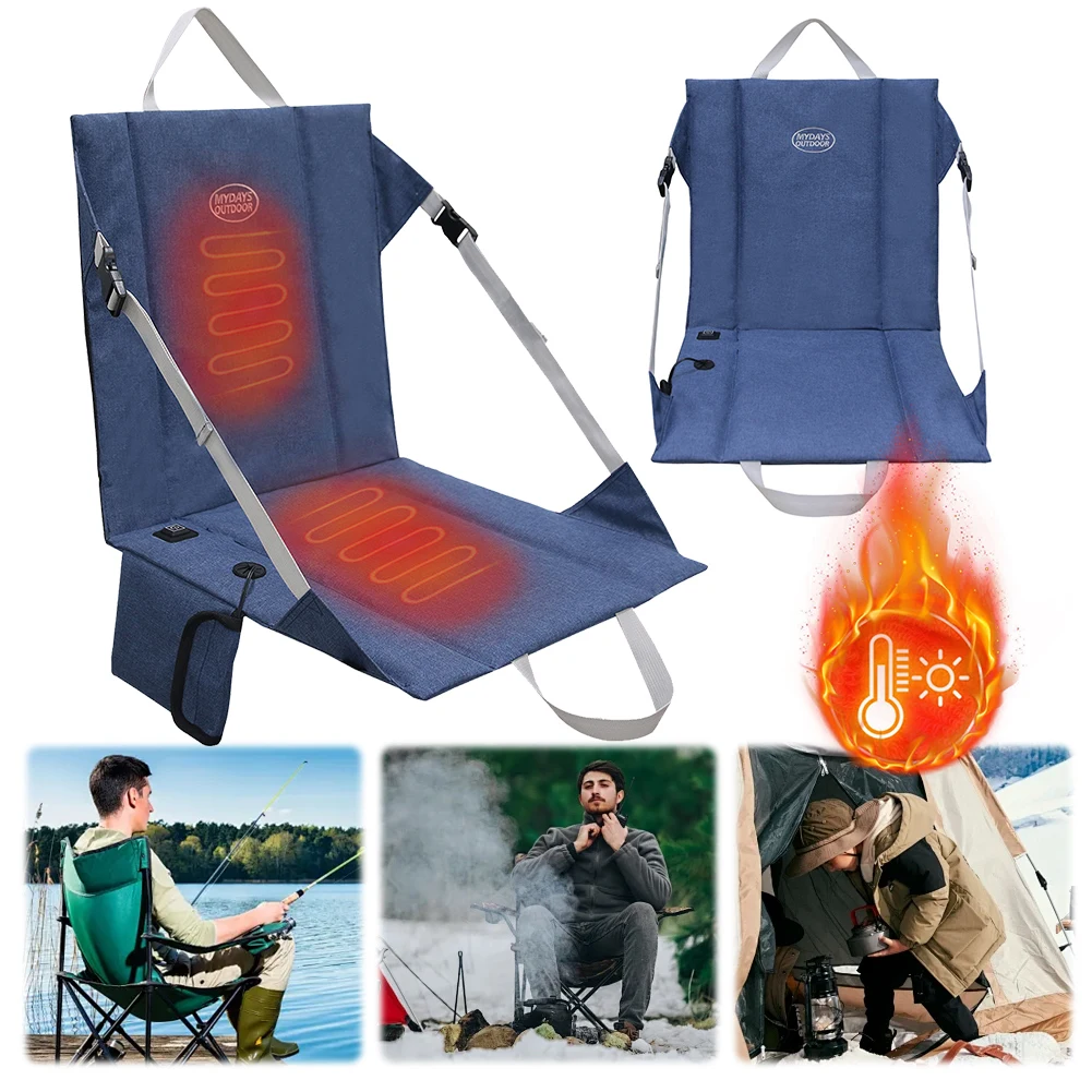 Electric Heated Seat Cushion USB Power Folding Heating Chair Pad 3 Levels Outdoor Camping Seat Cushion for Camping Stadium