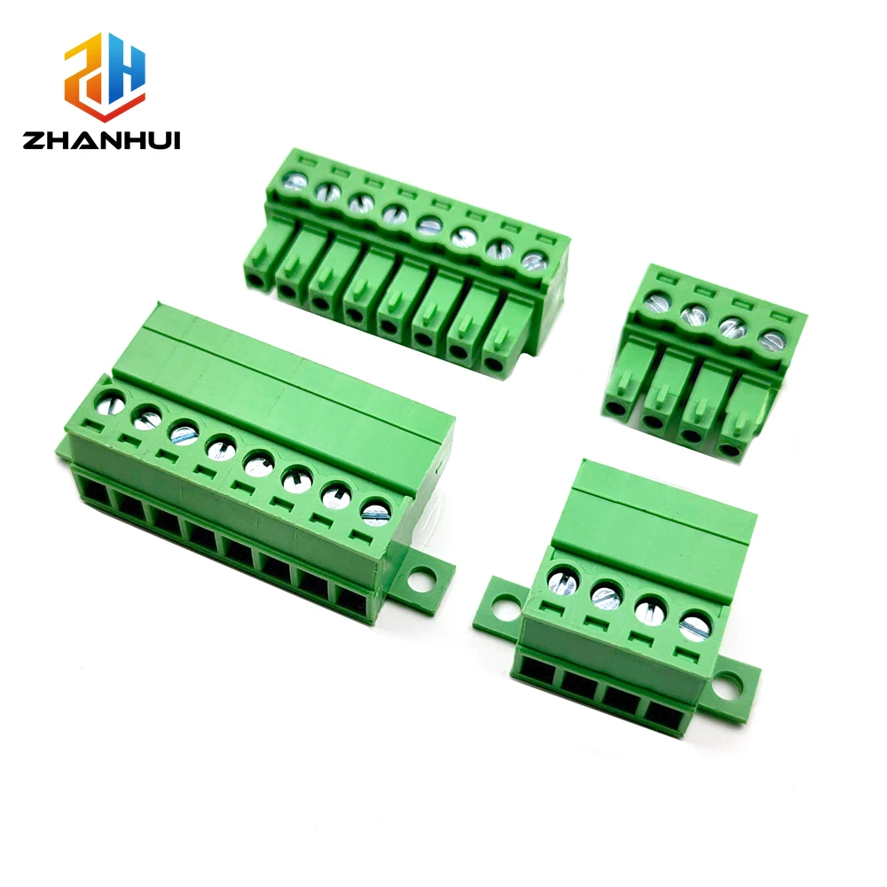 5Sets 15EDGRKC 3.81mm Screw Terminal Block - Green PCB Plug-in Solderless Docking Connector for Industrial Automation