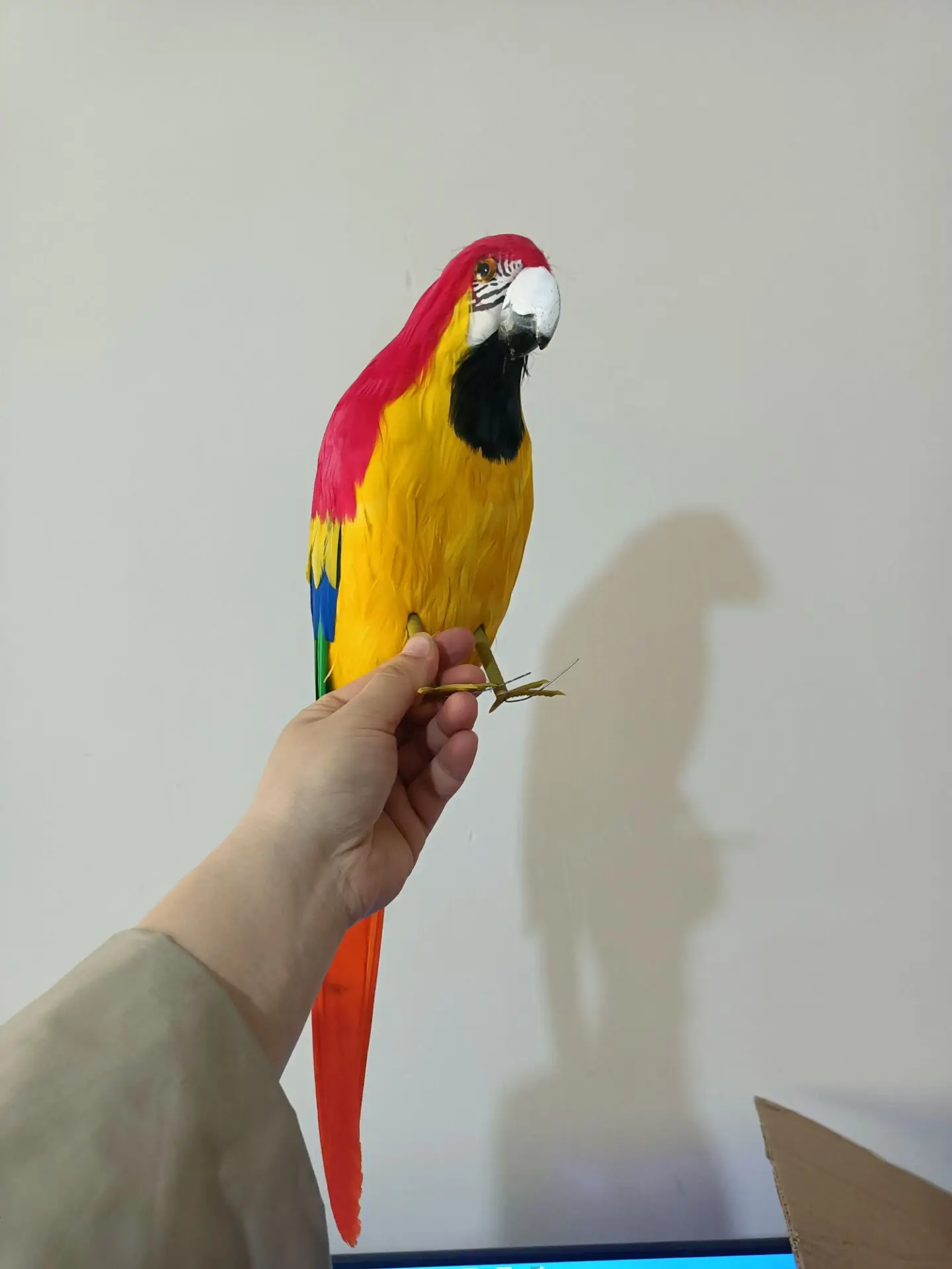 

red&yellow foam and feather simulation parrot model toy garden decoration gift about 45cm b2606