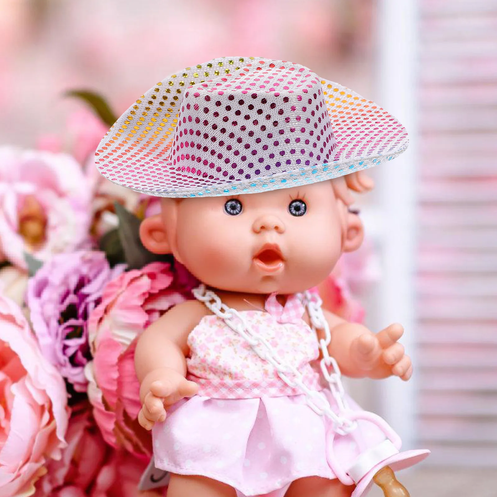 

6pcs Bottle Caps Disco Hats Mini Party Decorations Cowgirl Craft Tiny Accessories Hats Replaceable for