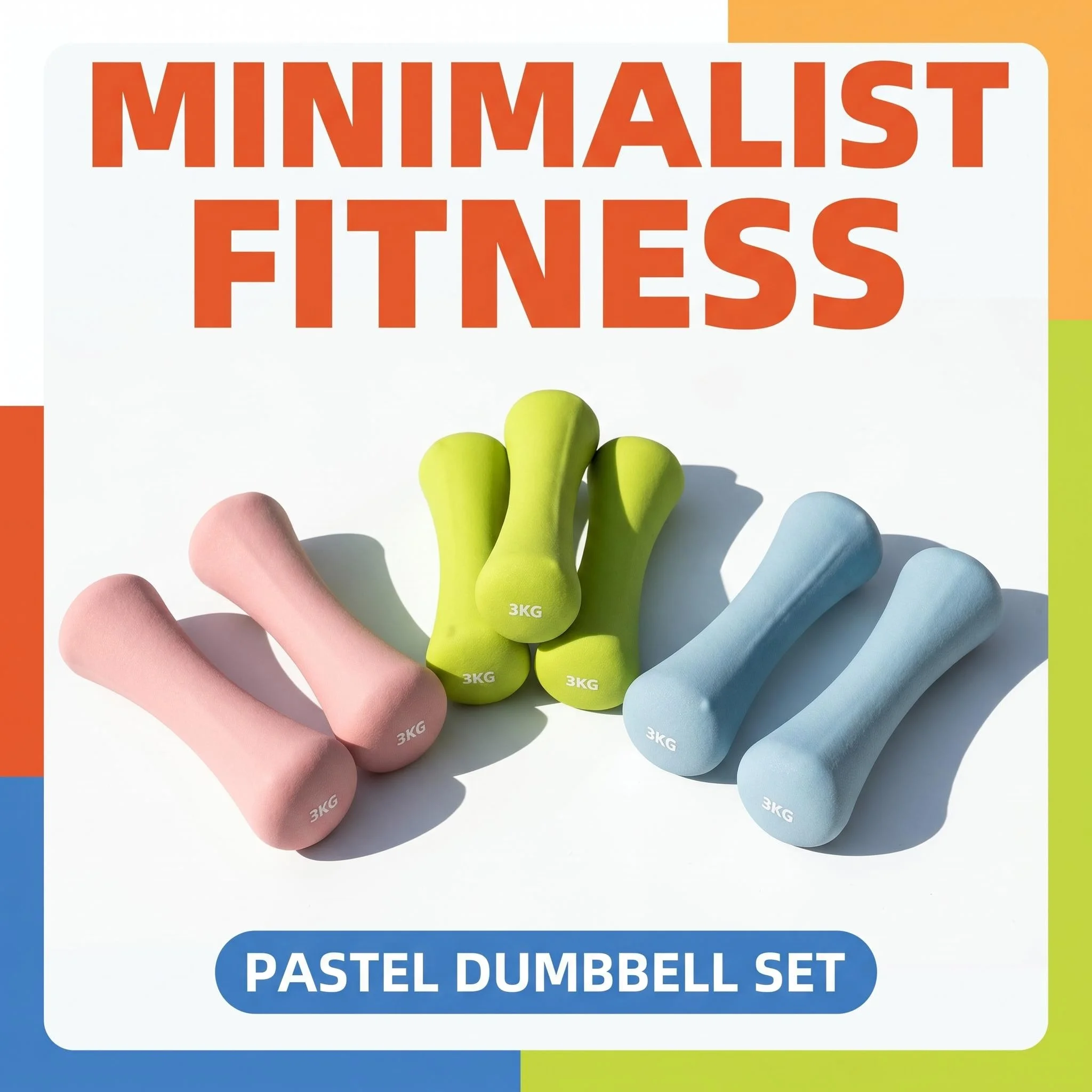 Ensemble de poignées de fitness, 3 kg chacune (paire), en fer massif avec revêtement antidérapant, ergonomiques et anti-roulement, pour les entraînements à domicile et le renforcement musculaire