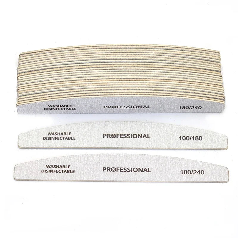 10개/묶음 나무 네일 파일 전문 네일 버퍼 100/180 리마스 매니큐어 블록 그레이 보트 젤 광택 나무 샌딩 네일 파일