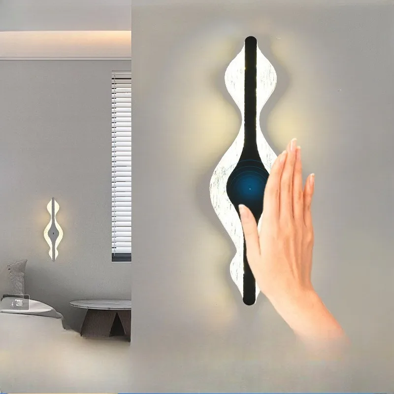 

Dimmable 3 Color Changing Hand Sensing Wall Lamp Modern Nordic Simple Indoor Creative Living Room Bedroom Light
