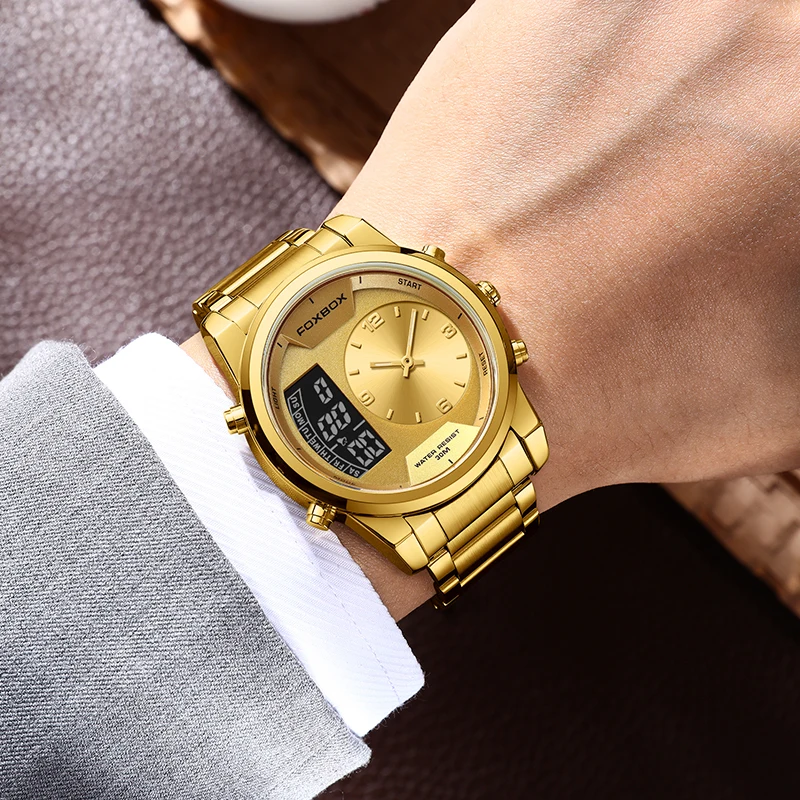 ساعات LIGE الفاخرة الإلكترونية للرجال كاجوال رياضية من الفولاذ المقاوم للصدأ مقاومة للماء كوارتز عسكرية كرونوغراف تناظرية على مدار الساعة للرجال #6