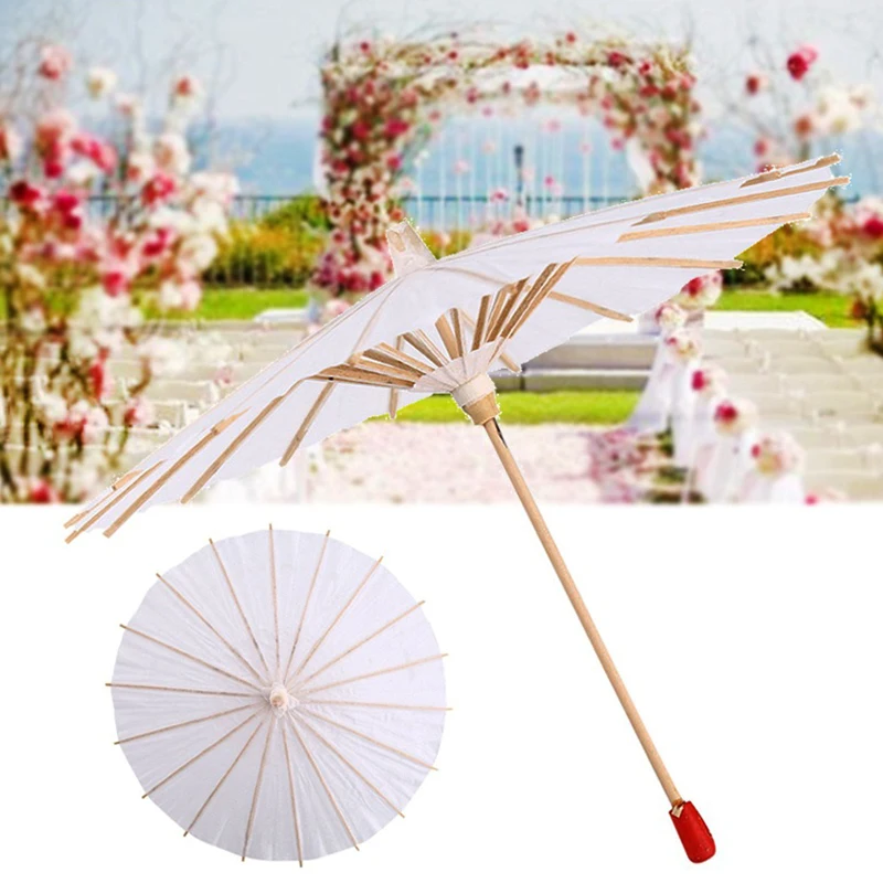 White Paper Umbrella Diy Handmade Material Blank Oil Paper Umbrella Painting Paper Umbrella Children\'s Graffiti Toys