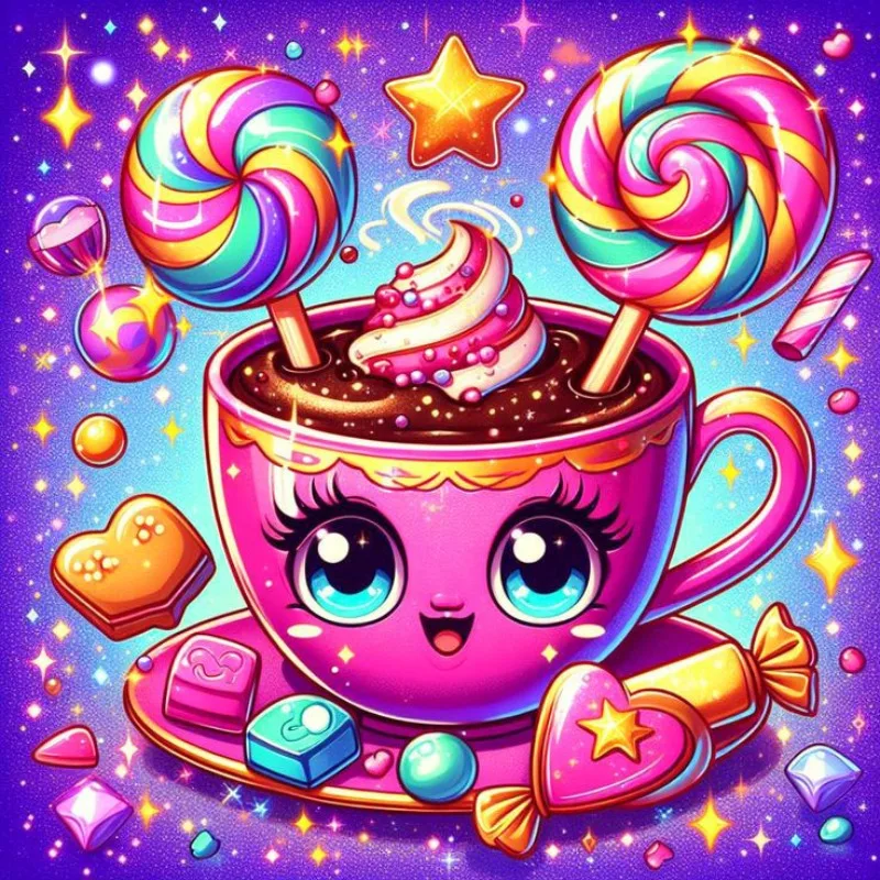 Voller Diamant-Mosaik, Cartoon-Tasse, Diamant-Gemälde, bunte Süßigkeiten-Kunst, komplettes Set, handgefertigtes Geschenk