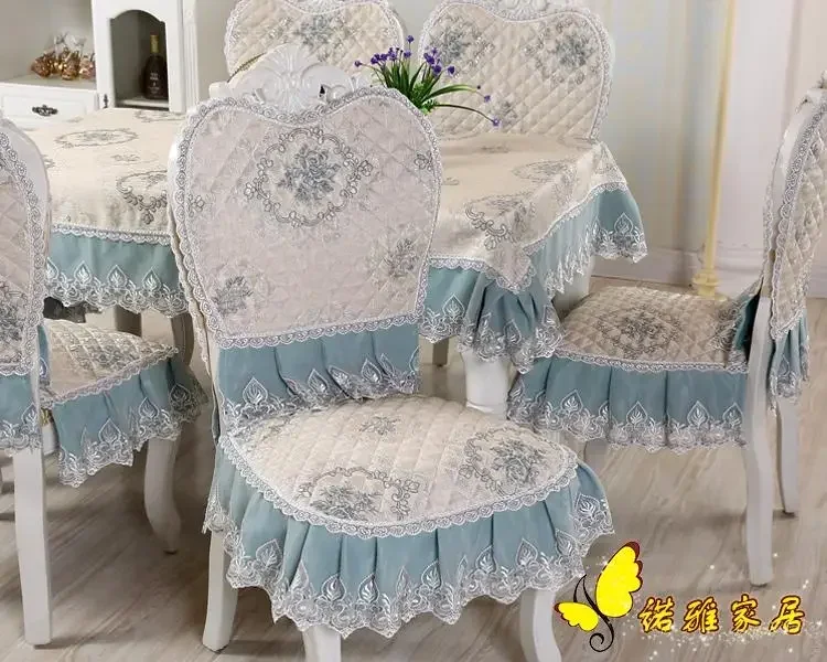 Hot Sale Light blue square table cloth chair covers cushion tables and chairs bundle chair cover lace cloth round set tablecloth