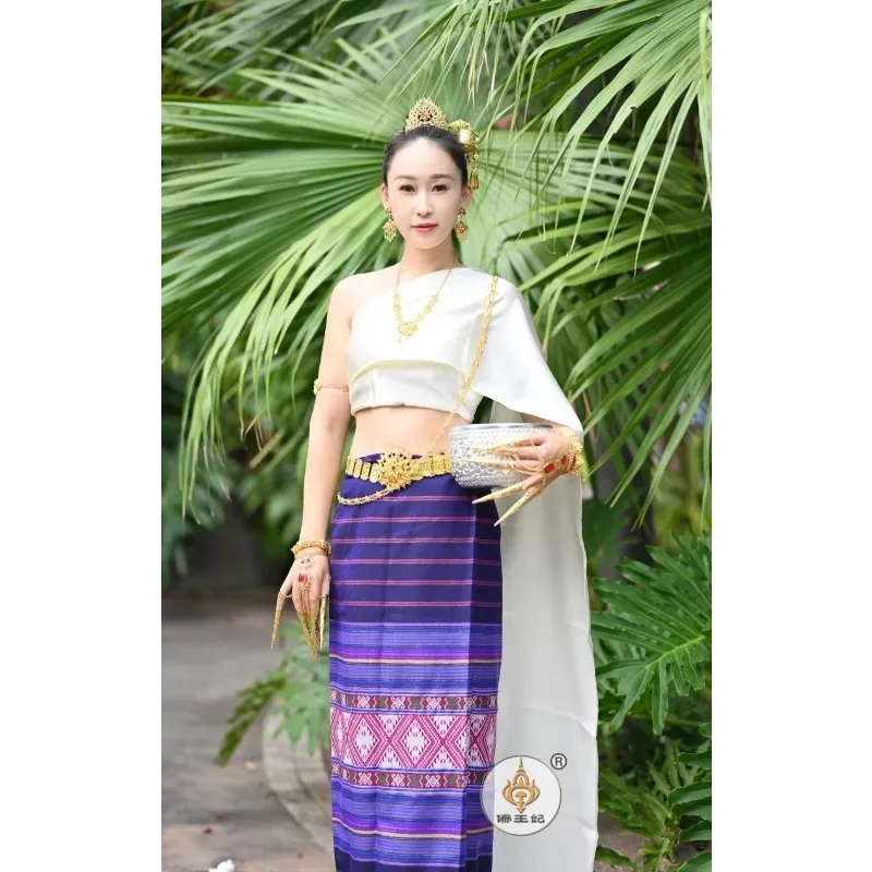 

Thailand Costume Women Tops Skirt Shawl Sets Southeast Asian Style Party Dress Festival Dai Thai Traditional Clothing Ladies