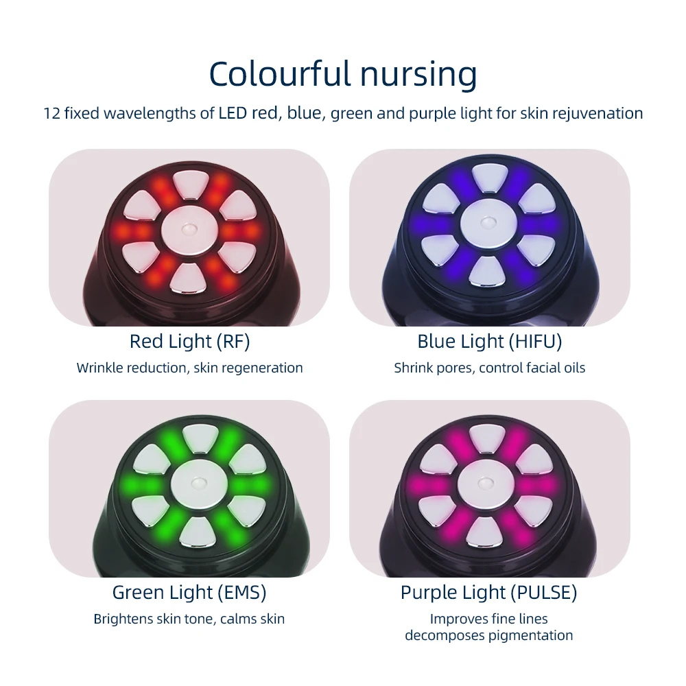 Mini HIFU Machine LED Photon Ultrasonic RF EMS HIFU Facial Lifting Device Face Chin Neck Eye Anti Wrinkle Face Massager Home Use