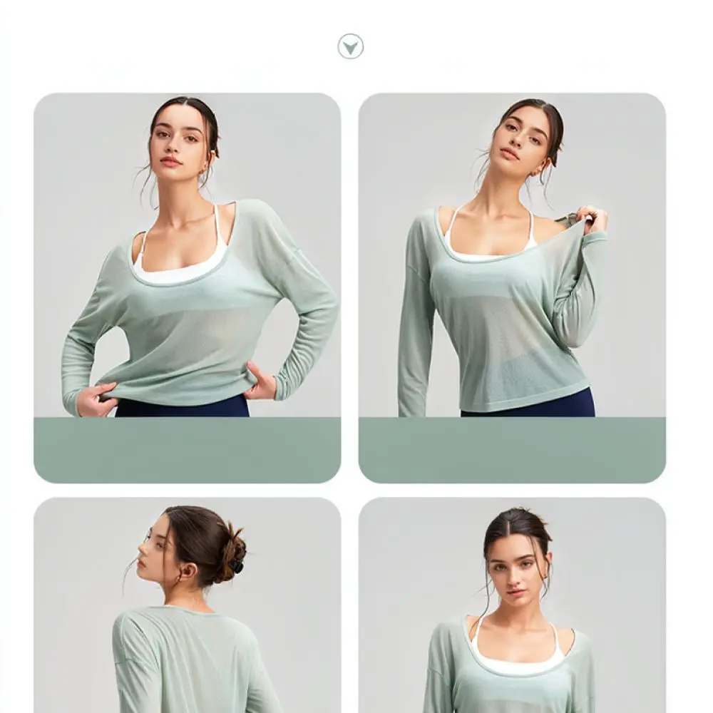 Lightweight Loose Fit Yoga Top Women Long Sleeve Sportswear Breathable Quick Dry Fitness Gym Training Activewear