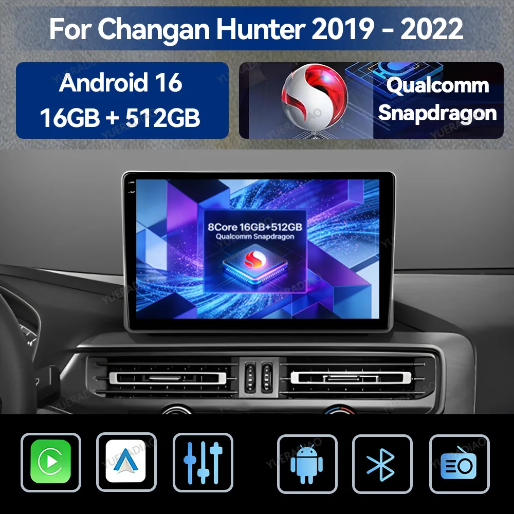 Android 16 Car Radio For Changan Hunter F70 2019 - 2022 Multimedia Stereo Video Player QLED GPS NAVI 4G WIFI Qualcomm Head Unit