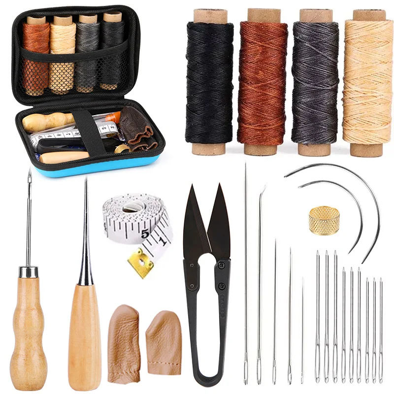 

28-Piece Leather Craft Tools Kit – Professional Hand Stitching Set for DIY Leatherworking (Includes Needles & Thread)