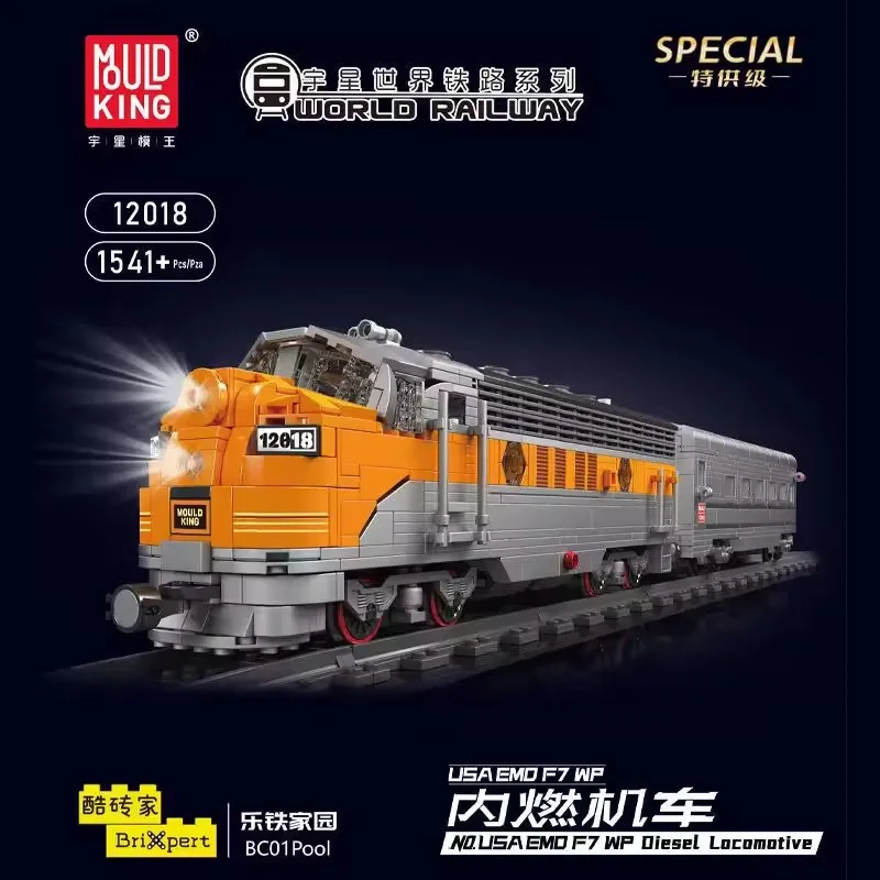 

Mould King 12018 RC USA EMD F7 WP Diesel Train Remote Control Locomotive Building Blocks Bricks Toys Adults Children