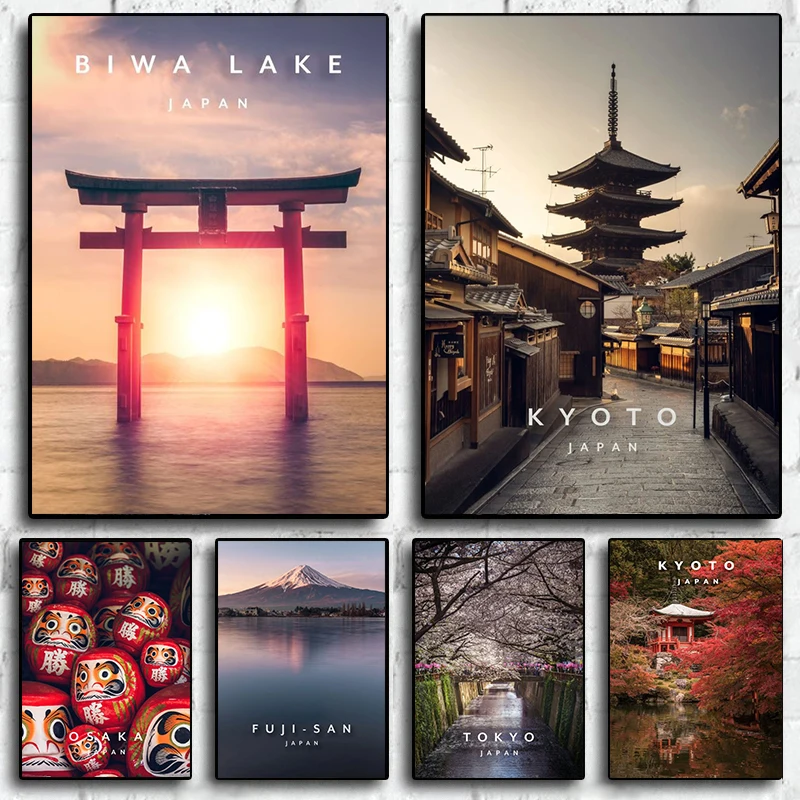 

Tokyo Pastel City Landscape Poster Anime Reality Prints Japan Kyoto Canvas Painting Nordic Wall Art Home Decor Picture Unframed