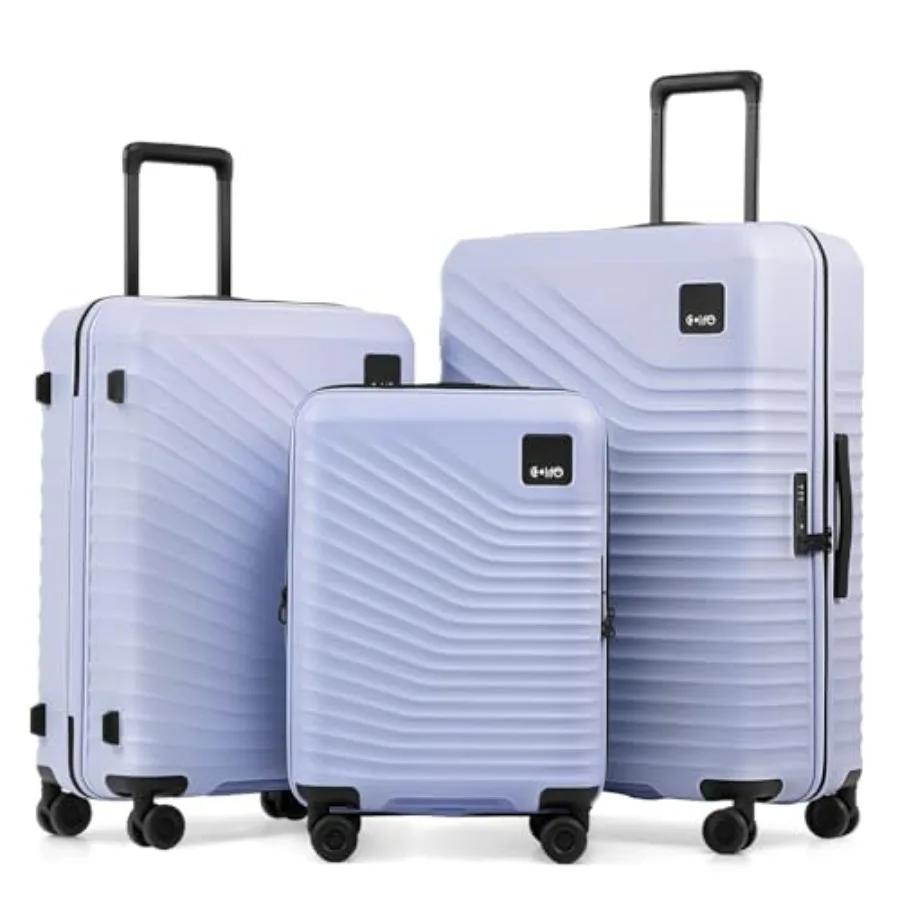 

Набор легких жестких чемоданов из поликарбоната светло-фиолетового цвета с двойными вращающимися колесами и замком TSA для путешествий, расширяемый, 3 предмета, 20/24/26 дюймов