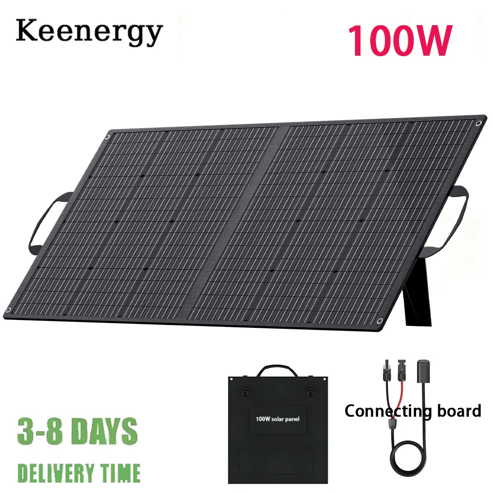 Keenergy Foldable and Portable Solar Panel 100W Solar Battery Charger Outdoor Emergency Backup Power for Powerstation Etc
