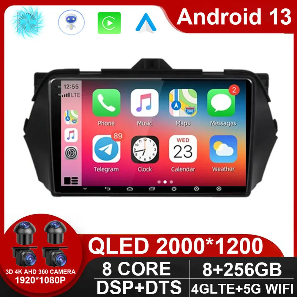 

9'' Android 13 Bluetooth WIFI 4G LTE For Suzuki Alivio Ciaz 2014 - 2019 Car Radio Multimedia Player Video Carplay BT NO DVD