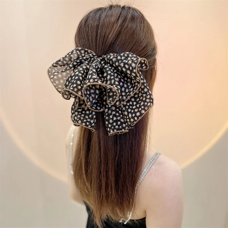 Horquillas de moda para mujer, cinta de tela con lazo, pinzas para el pelo, elegante, con estampado Floral, Coleta, accesorios para el cabello