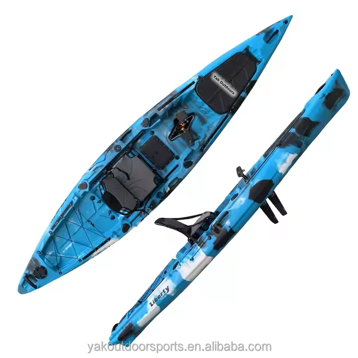 Outdoors Efficient 4.15m Pedal Drive Ka Canoe One Person Kajak Outboard Motor New Surfing Boat Big Plastic