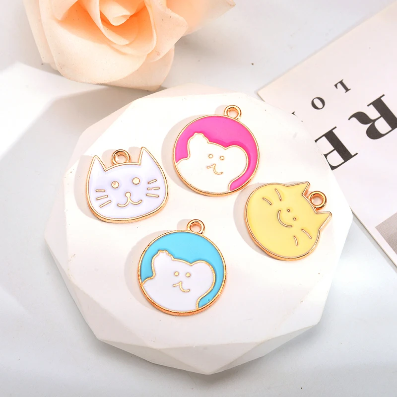 15Pcs Cute Enamel Cat Dog Enamel Animal Pendant for Necklace Earrings Key Chain DIY Jewelry Making Charm Accessories Wholesale