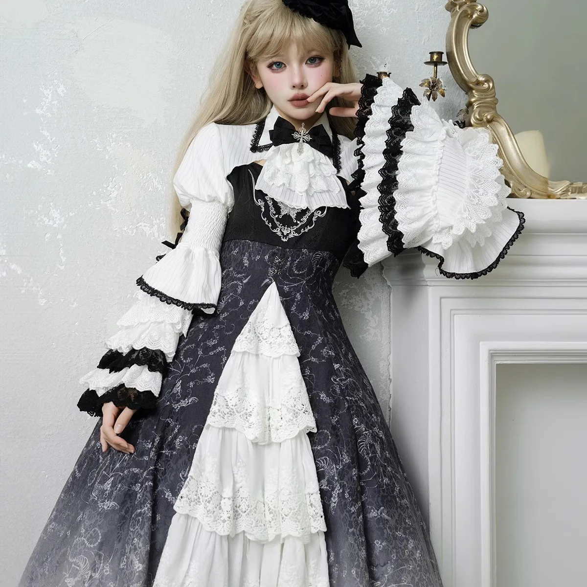 Original Bone Magic Jsk Dress Dark Lolita Strap Skirt Lolita Palace Style Western Dress Princess Dress