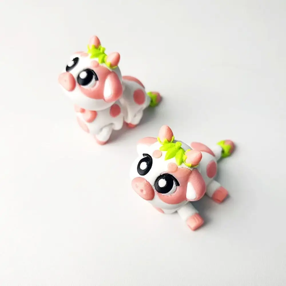 

3D Printing Pink Cow Creative Animal Model Cute Simulation Figure Home Handicraft Ornament Birthday Gift Sets Children's Toy